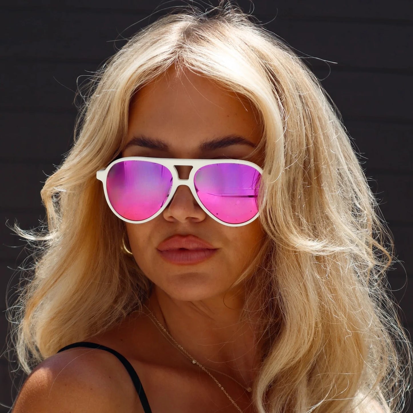 Tosca II Matte White Pink Rush Mirror Sunglasses