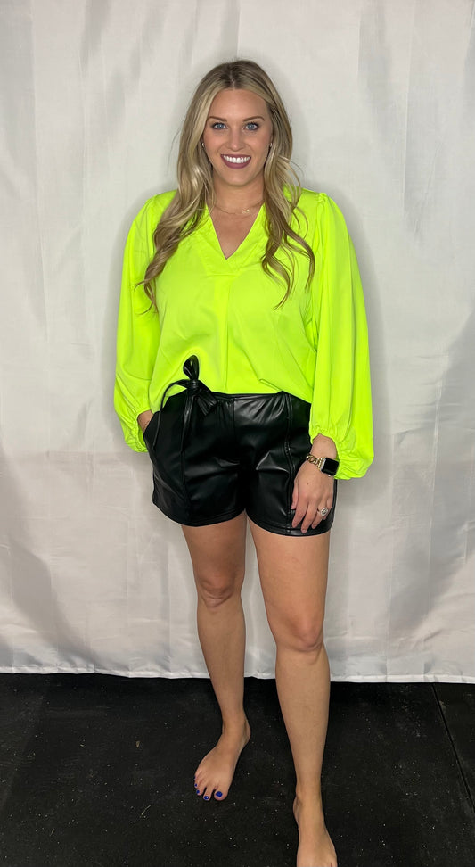 Jamie Lime Balloon Sleeve Top