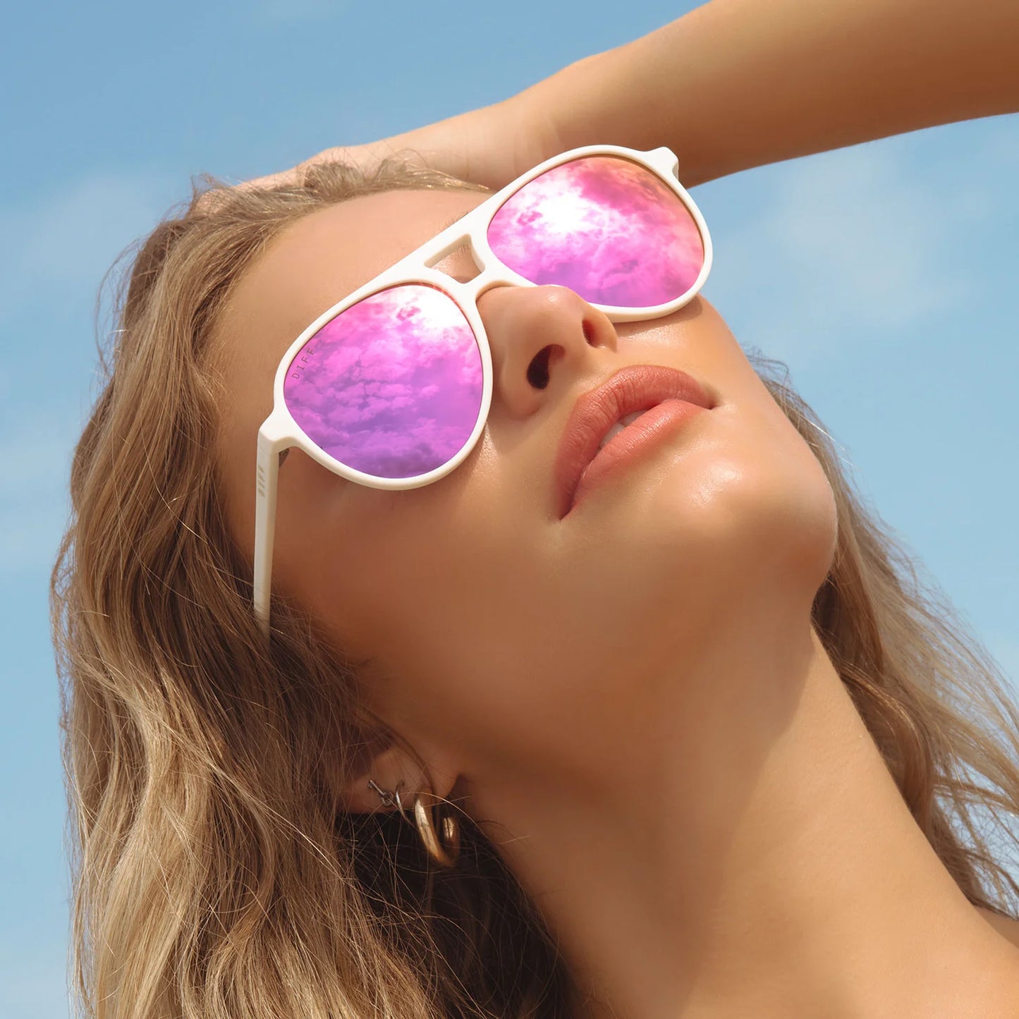 Tosca II Matte White Pink Rush Mirror Sunglasses