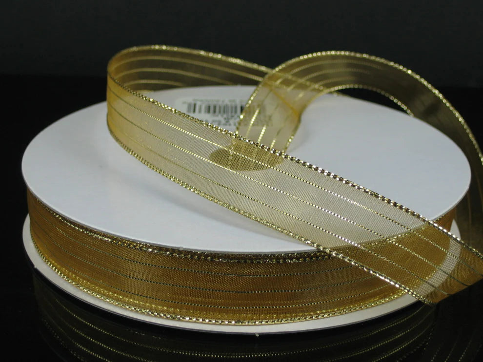 Gold Sheer/GLD Metallic Stripe 5/8”