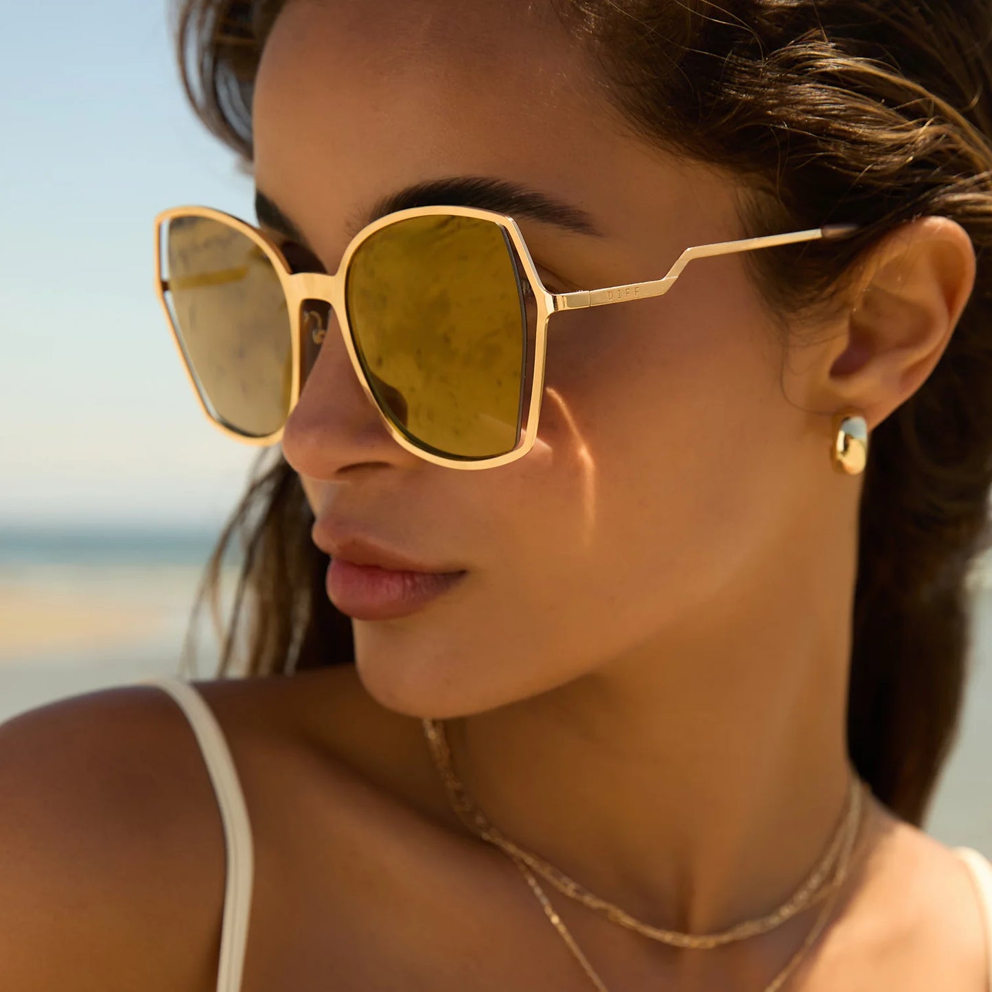 Donna III Gold + Gold Mirror Polarized Sunglasses