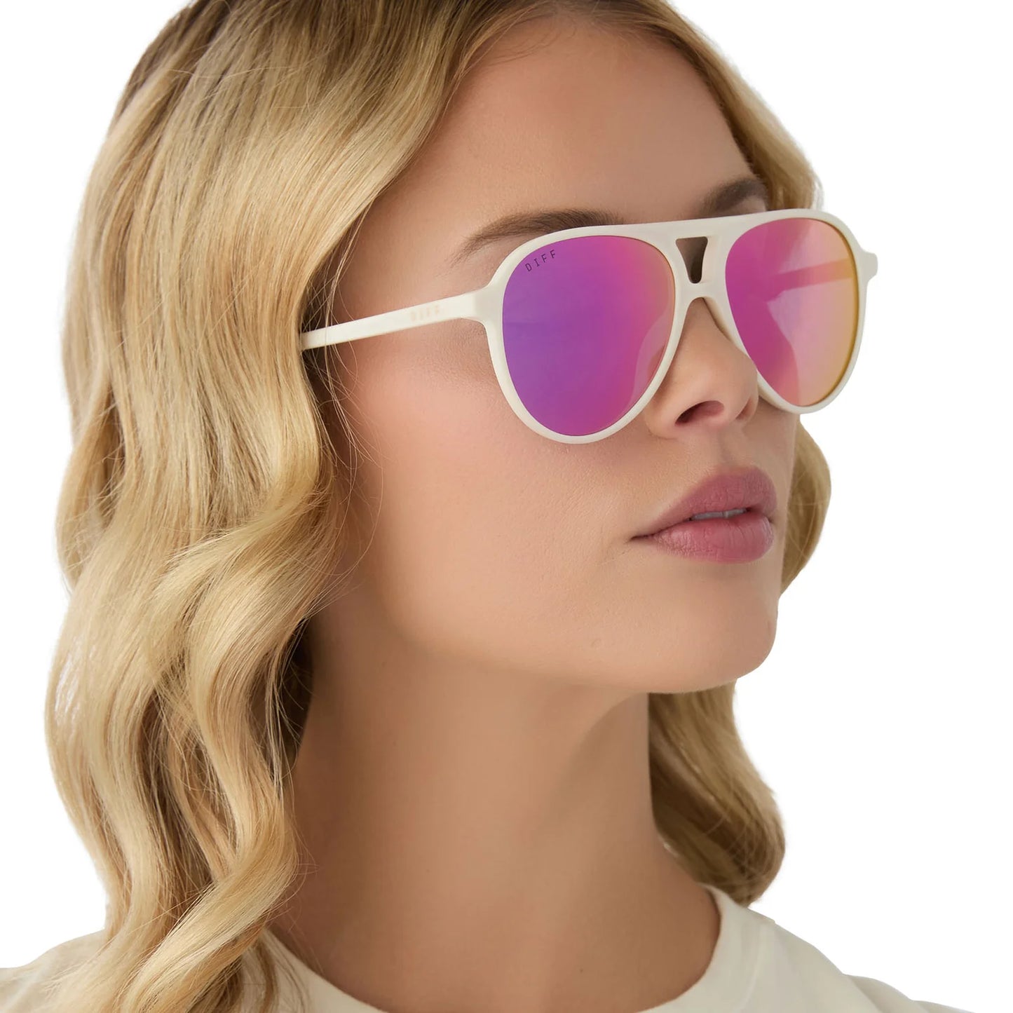 Tosca II Matte White Pink Rush Mirror Sunglasses