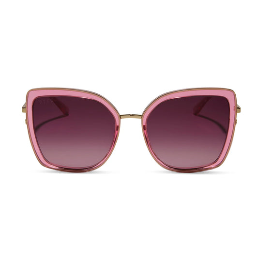 Clarisse Candy Pink Crystal + Wine Gradient Sunglasses