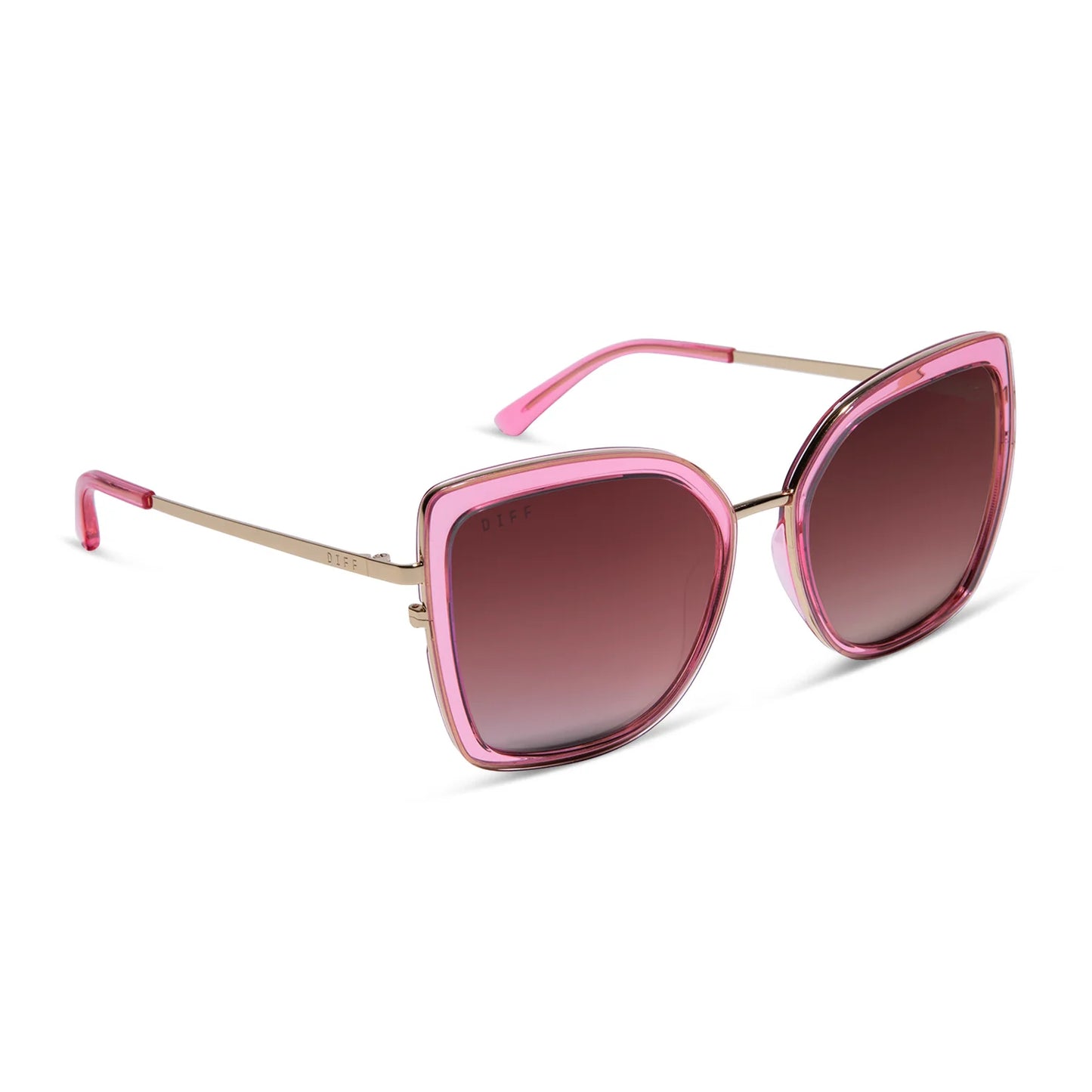 Clarisse Candy Pink Crystal + Wine Gradient Sunglasses