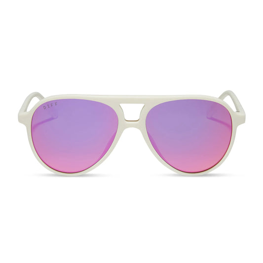 Tosca II Matte White Pink Rush Mirror Sunglasses